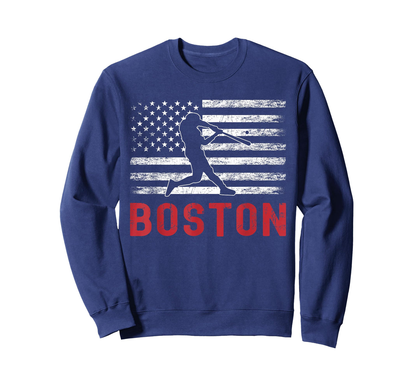 Boston Massachusetts American Flag Baseball Weathered T-Shirt