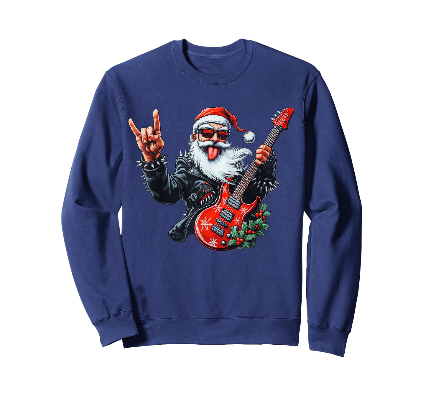 Christmas Santa Claus Playing Electric Guitar Rock Star Xmas T-Shirt