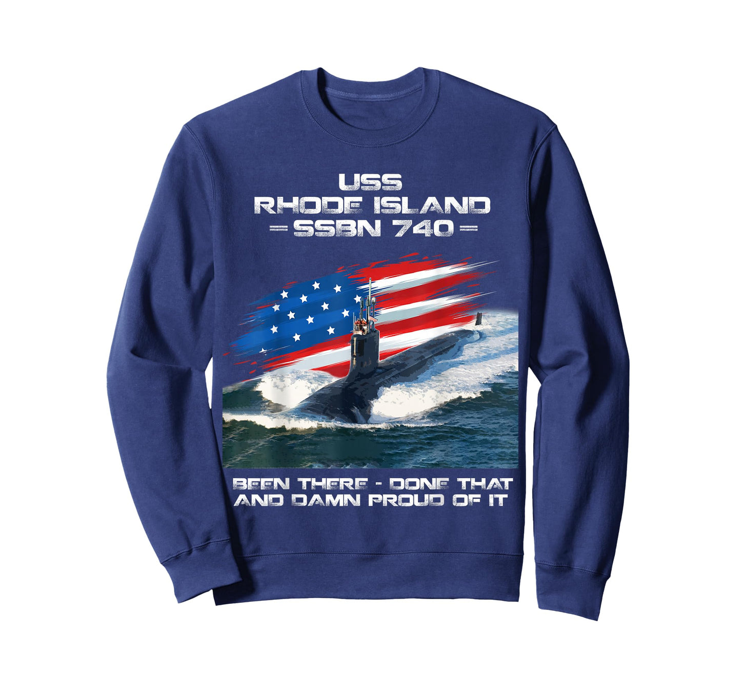 USS Rhode Island SSBN-740 American Flag Submarine Veteran Women Men T-Shirt
