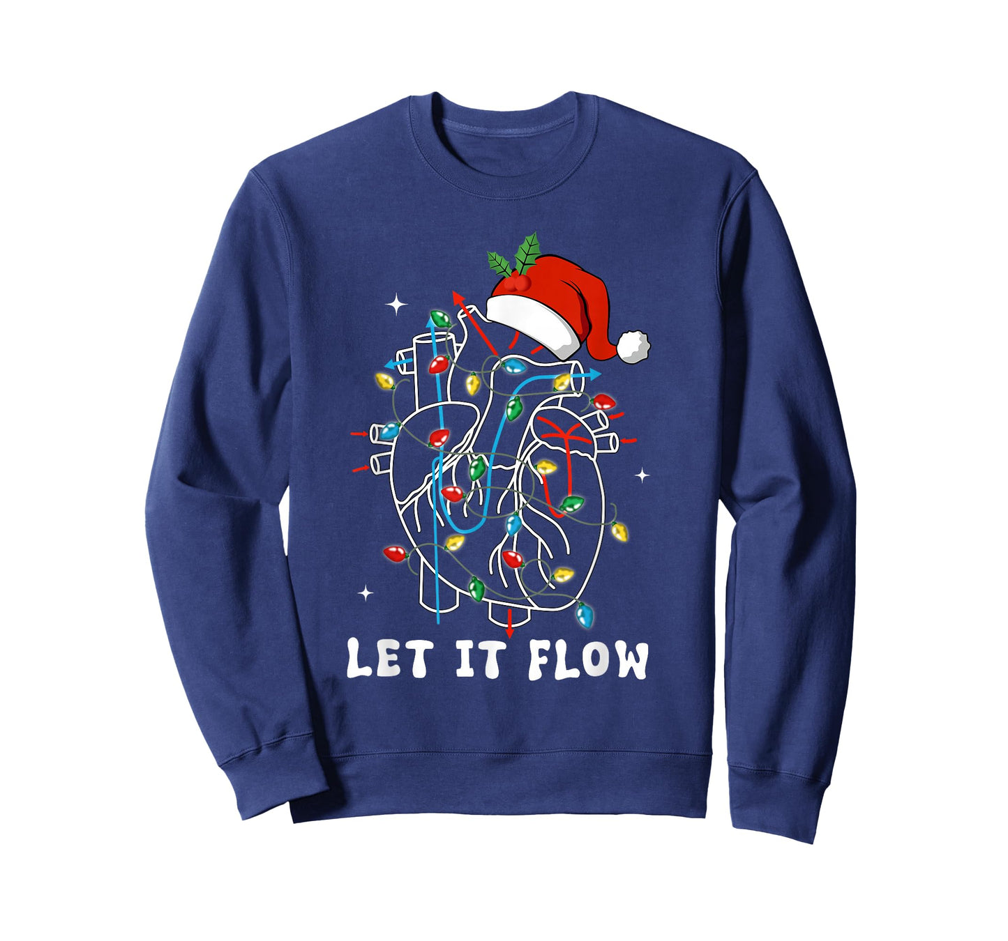 Funny Let It Flow Anatomy Heart Cardiac Nurse Santa Hat Xmas T-Shirt