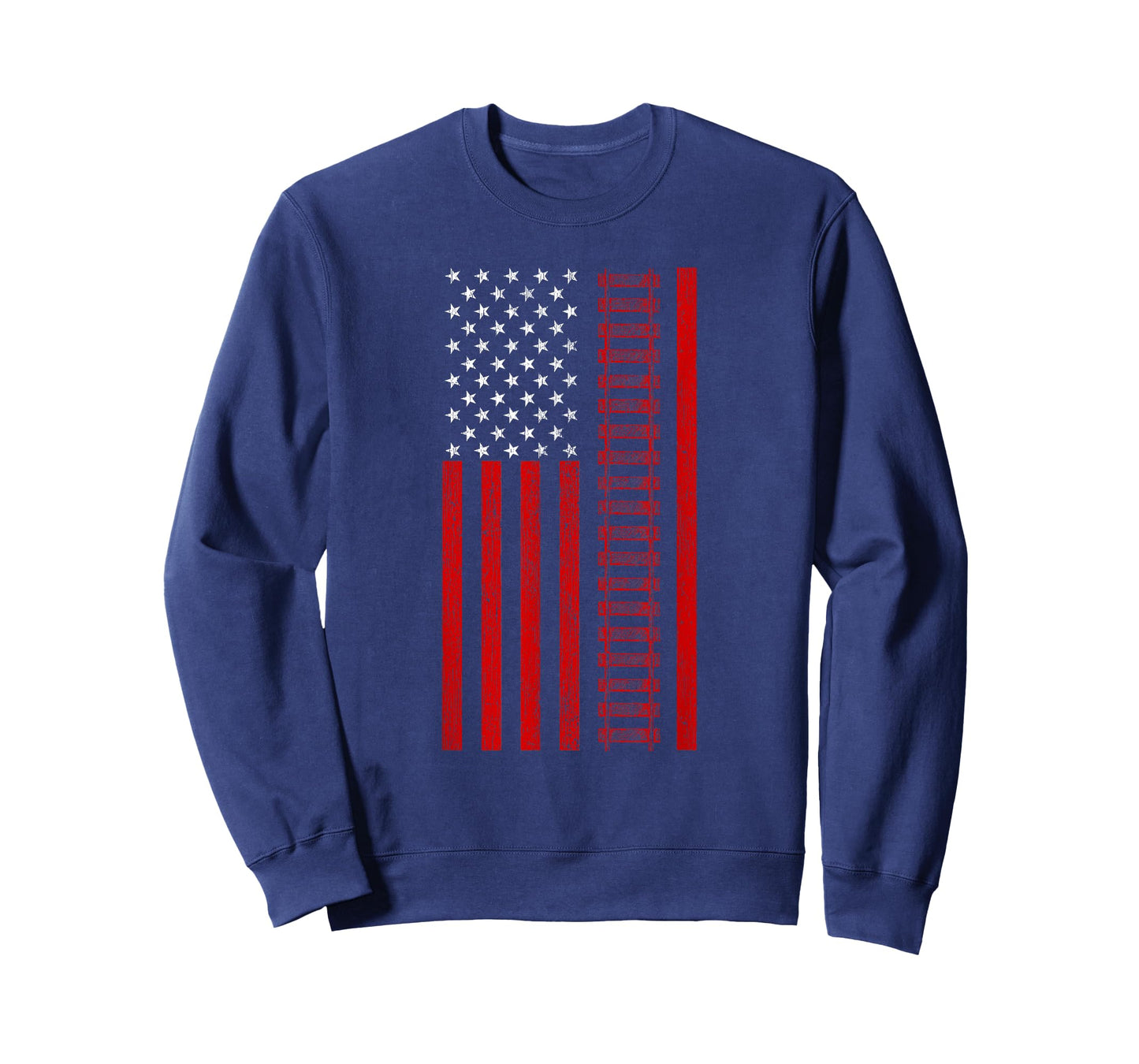 American Railroad Worker Flag With Train Tracks Distressed T-Shirt