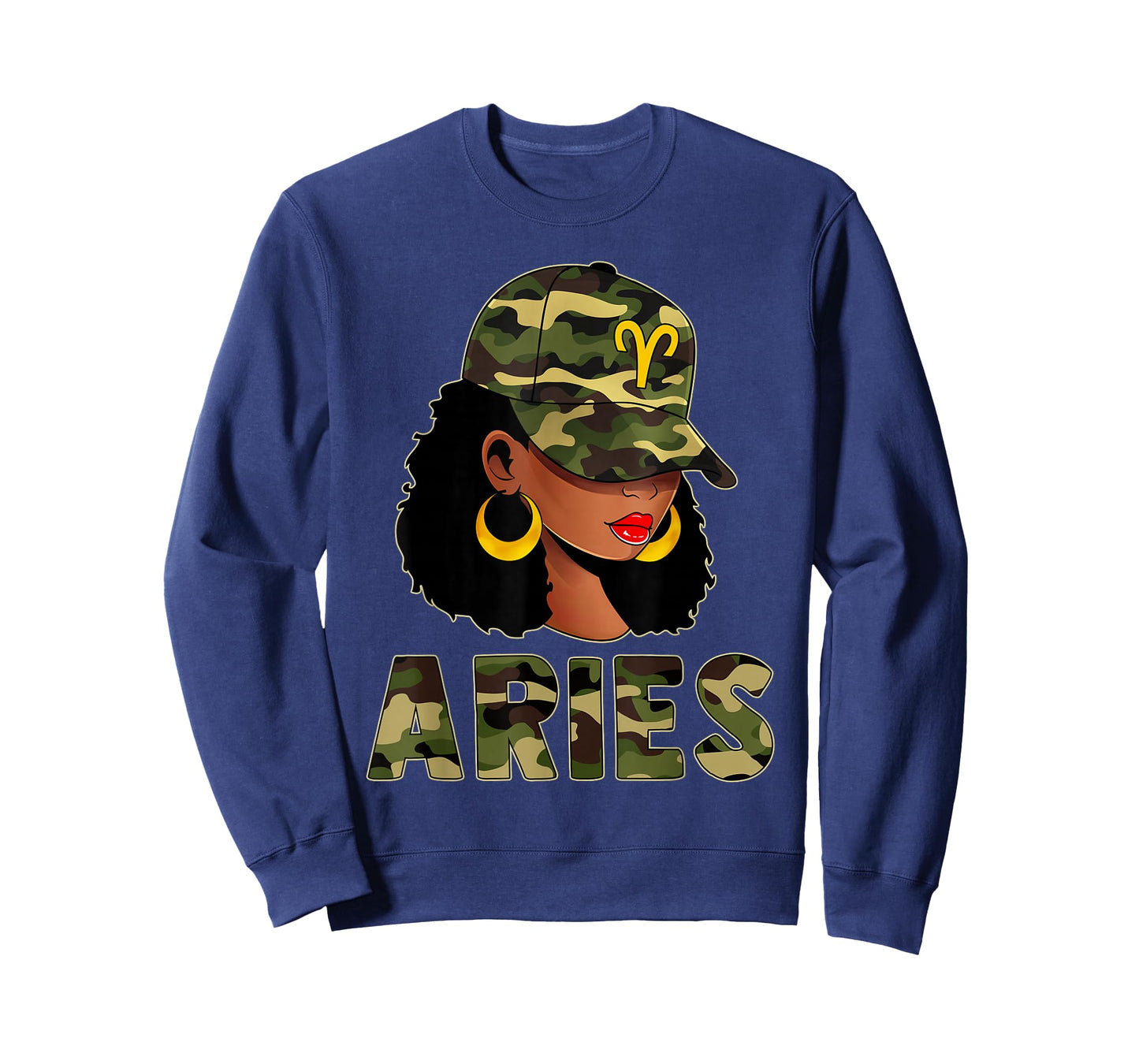 Aries Queen Camouflage Black Woman Cap Zodiac Sign T-Shirt