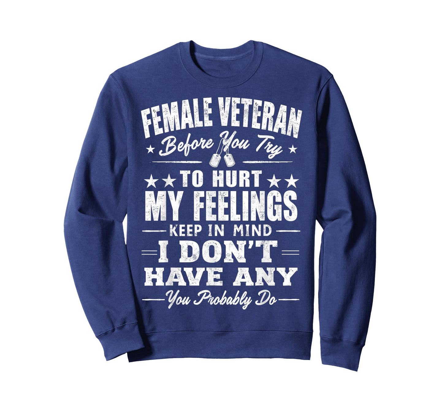 Female Veterans Before You Try to Hurt My Feelings Funny Tee T-Shirt