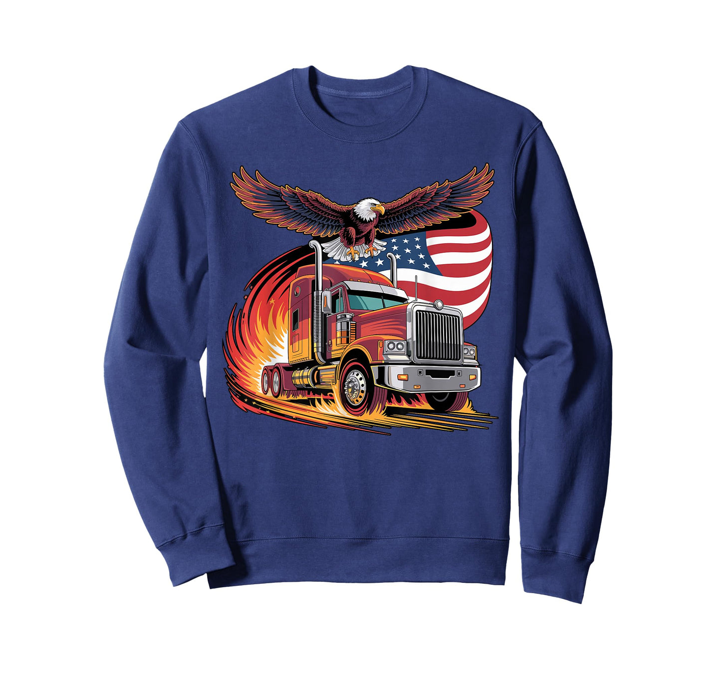 Trucker Patriotic American Flag Semi Truck Driver Eagle T-Shirt