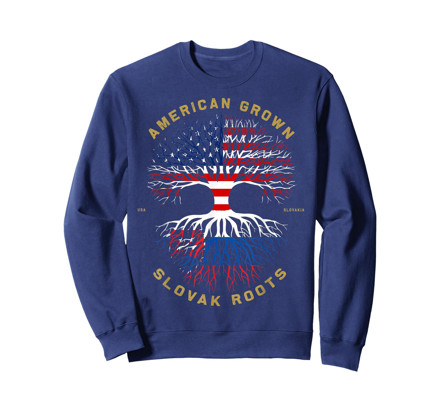 American Grown With Slovak Roots Tree USA Flag Unique Gifts T-Shirt