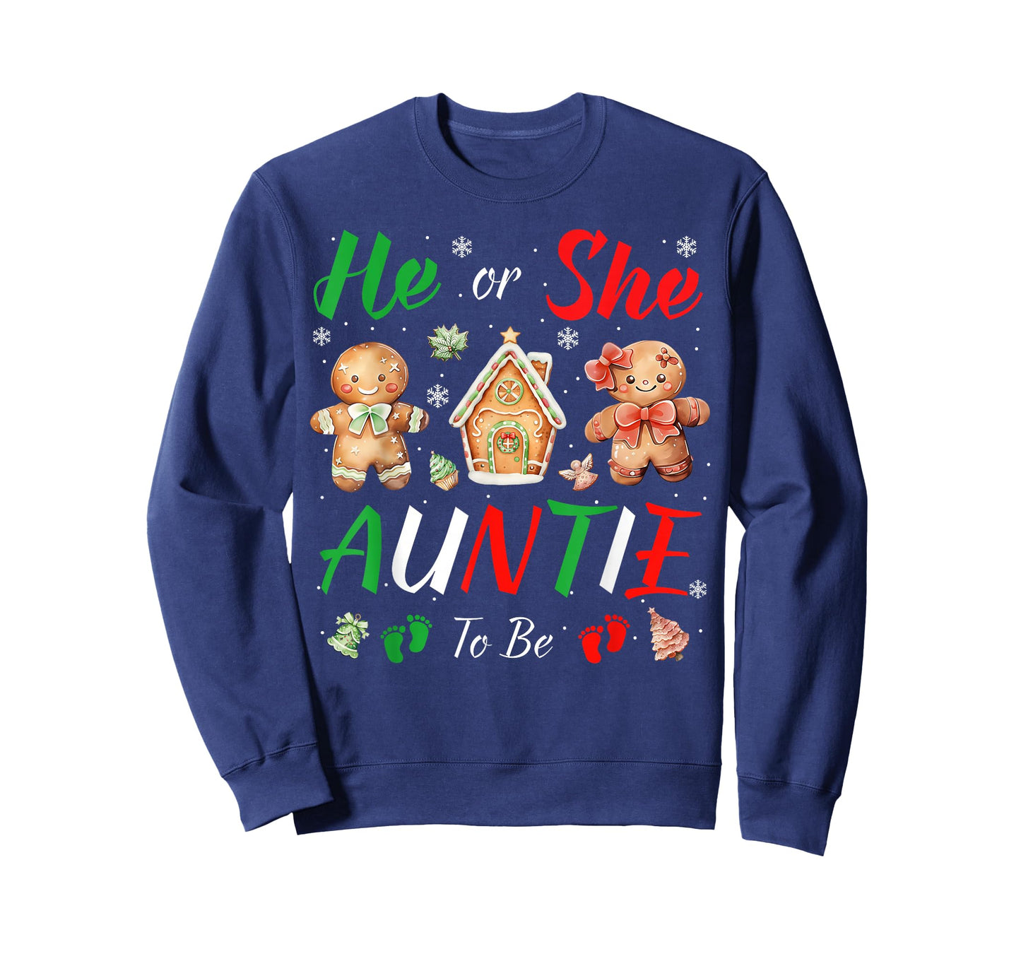 Christmas Gingerbread Gender Reveal He or She Auntie to Be T-Shirt