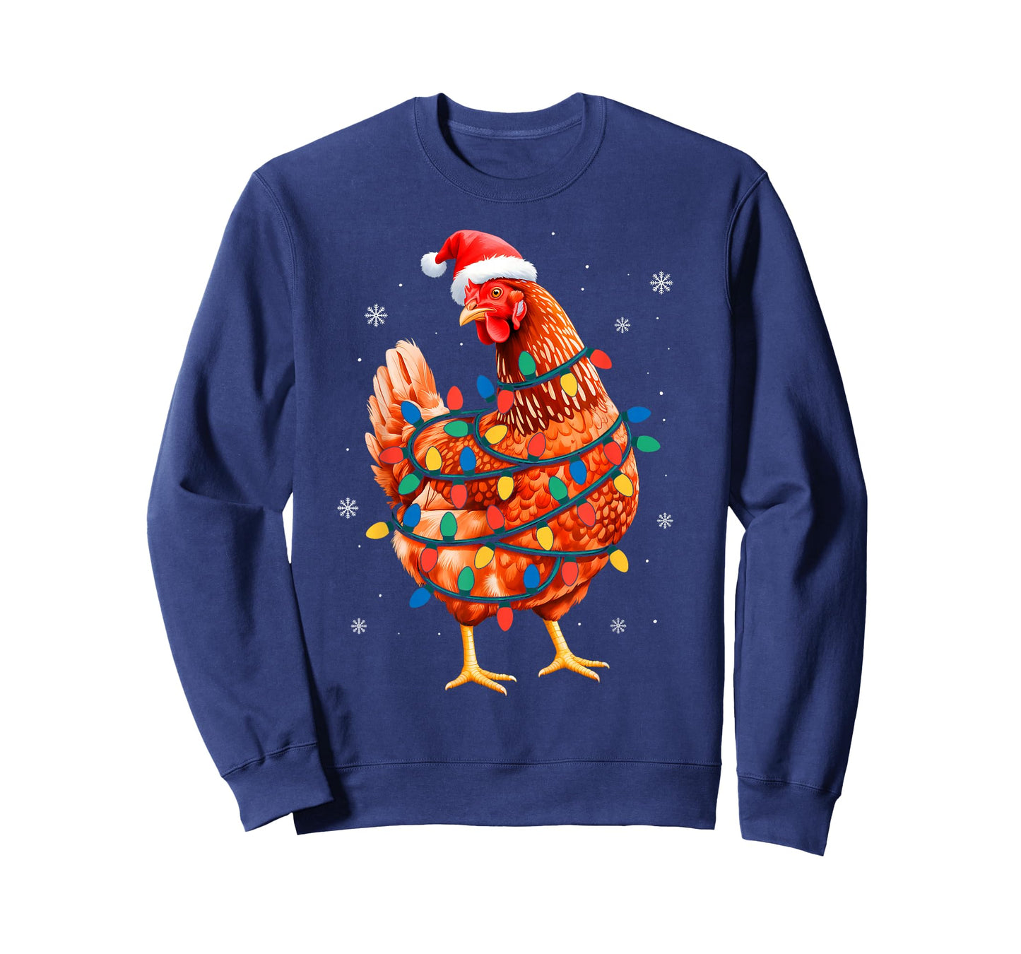 Chicken Christmas Tree Lights Farm Animal Santa Xmas Pajamas T-Shirt