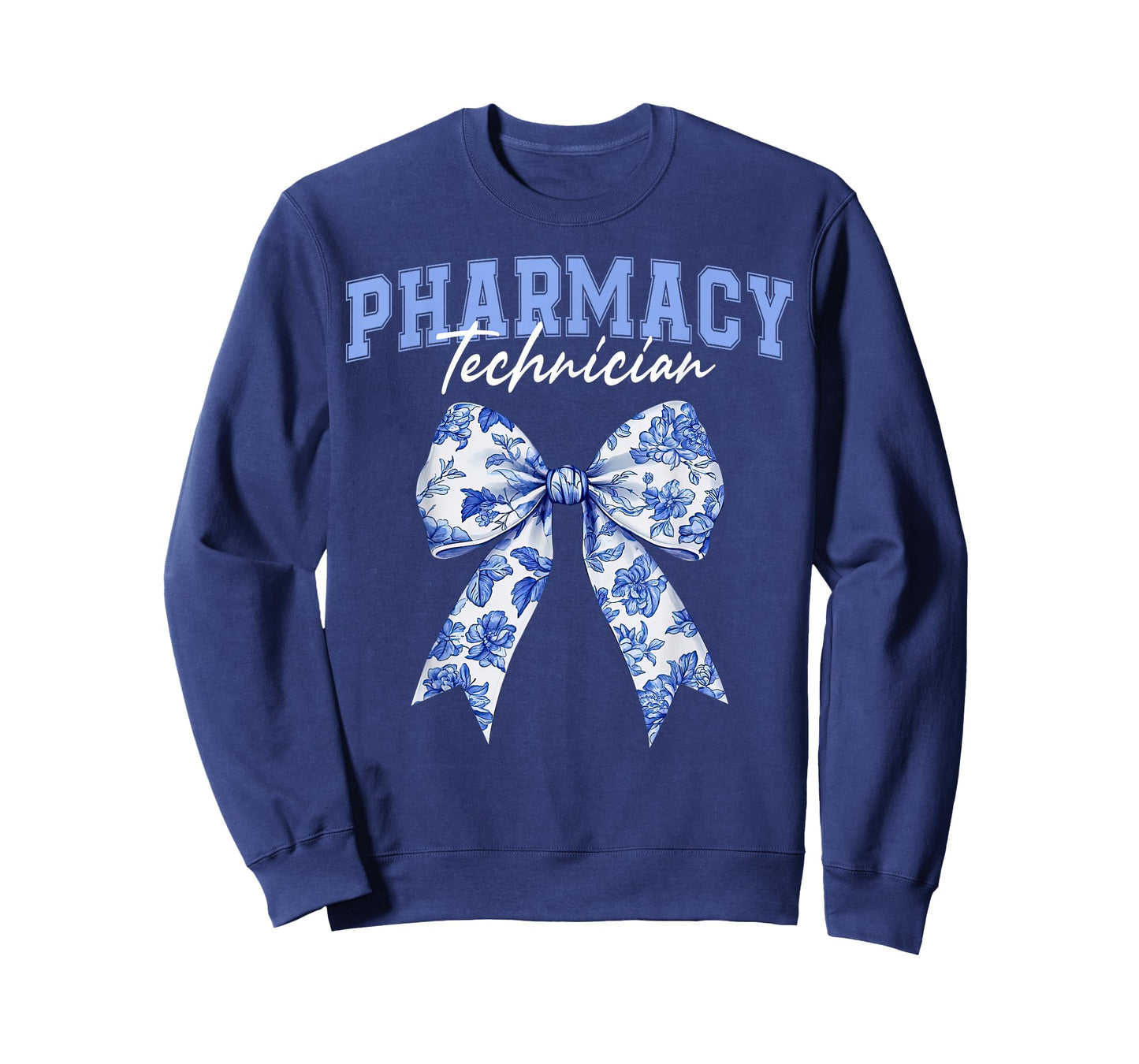 Cute Floral Blue Coquette Bow Pharmacy Technician Cpht T-Shirt