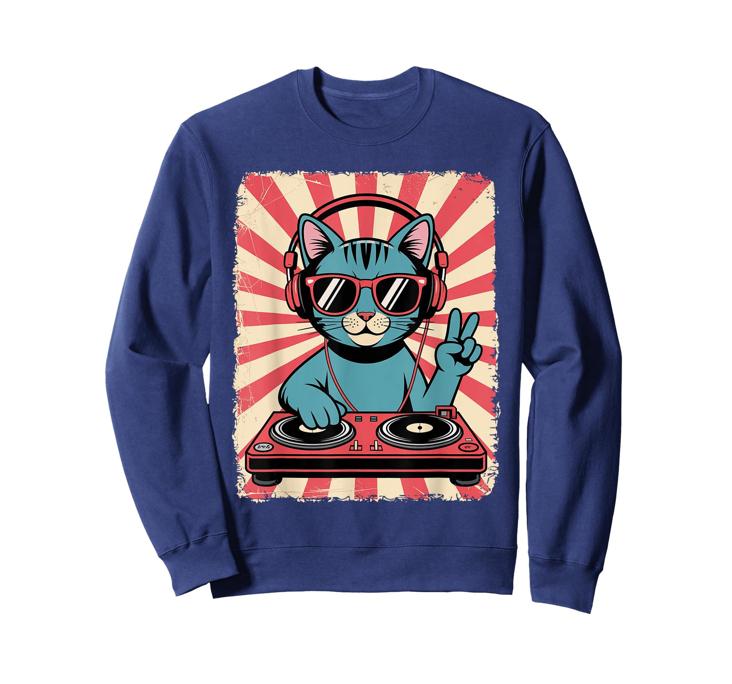 Vintage DJ Cat Retro Disco Music Toddler Boys Girls Kids T-Shirt