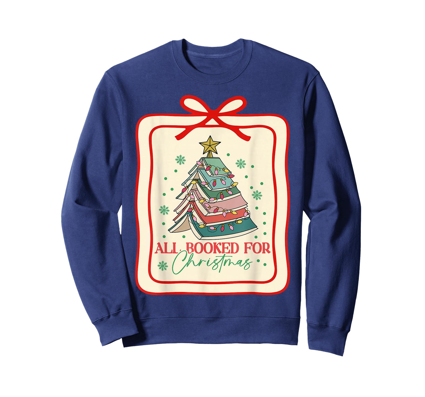 All Booked for Christmas Coquette Bow Tree Lights Christmas T-Shirt