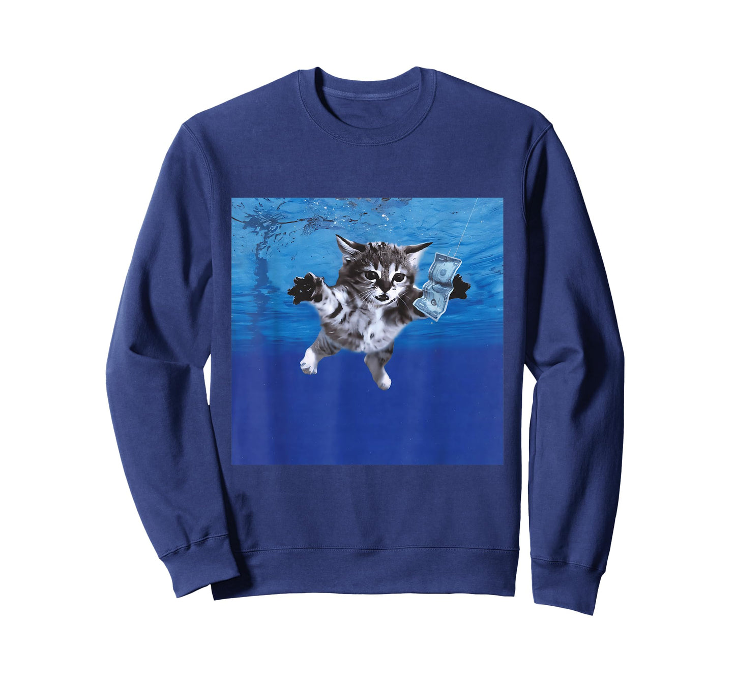 Parody Cat Chasing Money Humorous Cat Swimming Pool Kitten T-Shirt