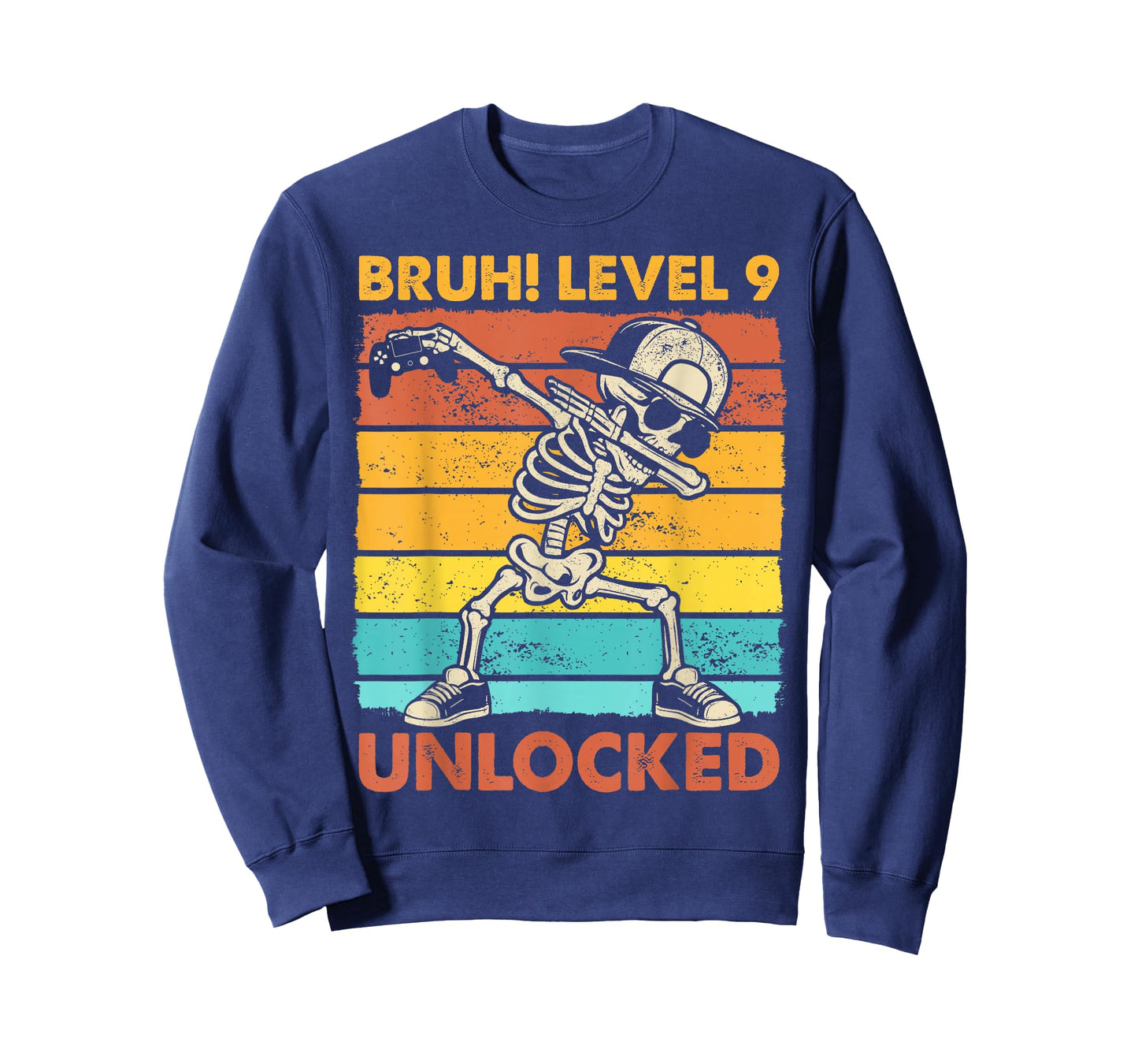 Bruh Level 9 Unlocked Skeleton Gamer 9th Birthday Boy Kids T-Shirt