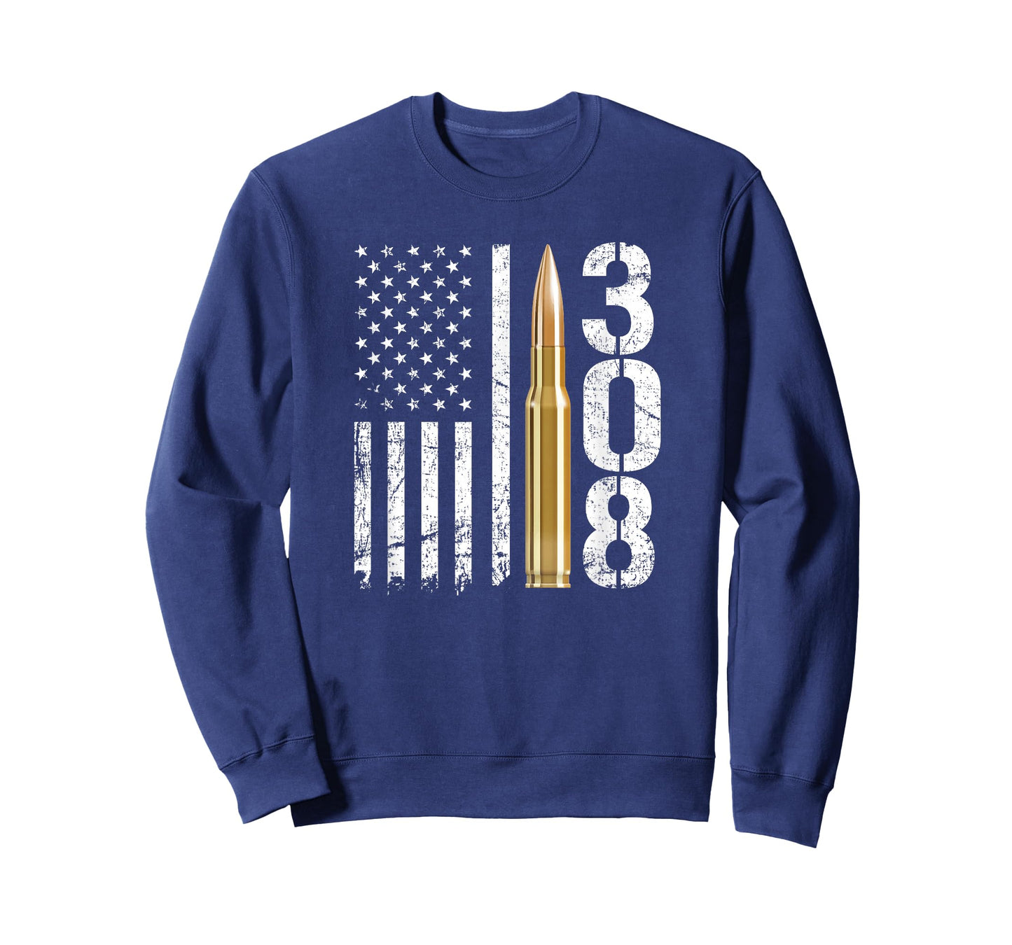 .308 Gun Ammo Bullet 308 Calibre Rifle USA Flag T-Shirt
