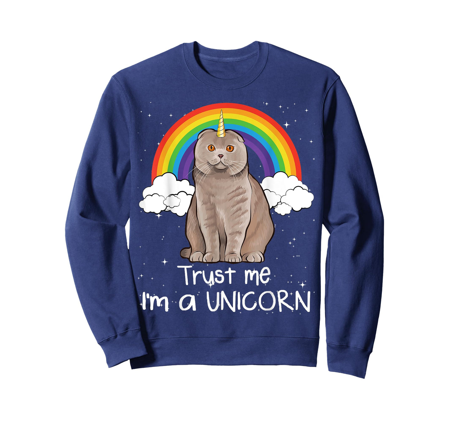 Rainbow Scottish Fold Trust Me I'm A Unicorn Cat Men Women T-Shirt