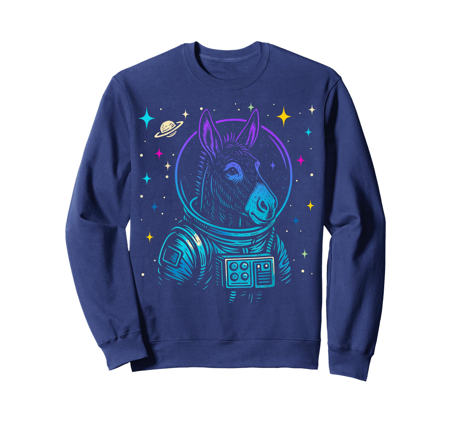 Colorful Astronaut Donkey Space Galaxy Farm Animal T-Shirt