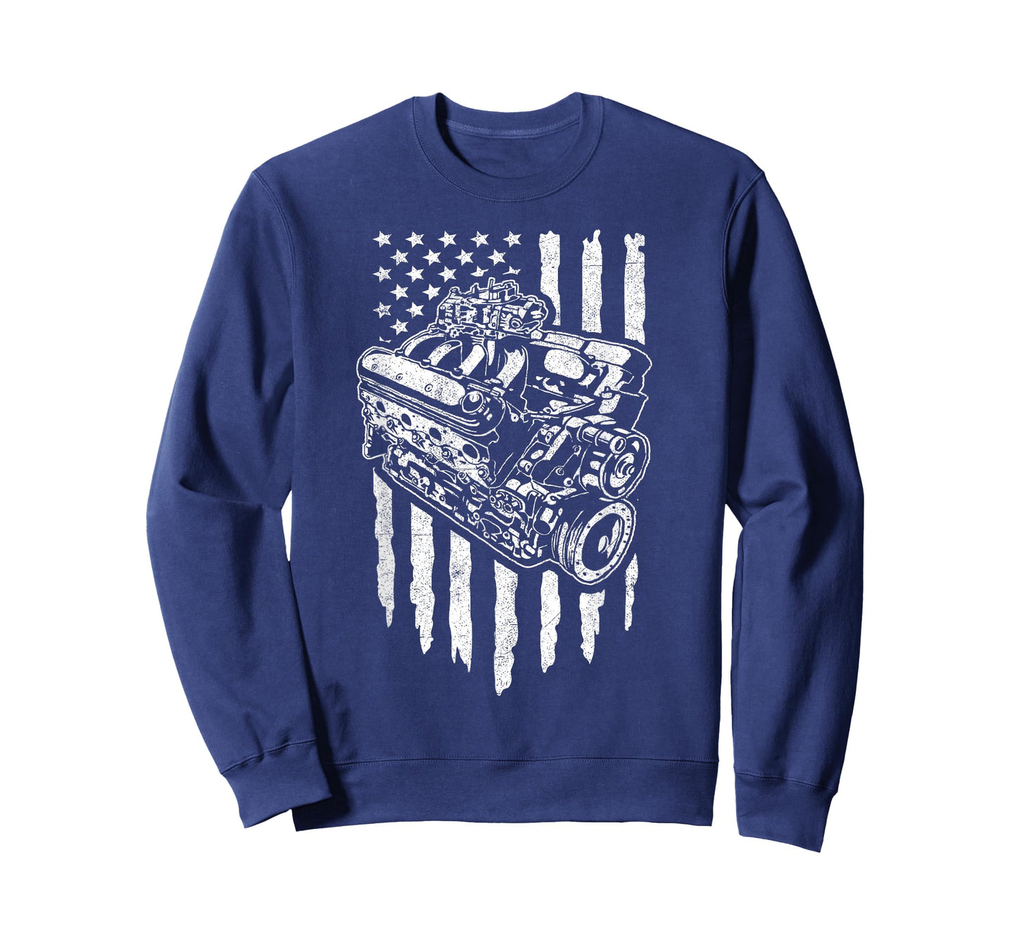 American Flag Muscle Car Motor Hot Rod Engine Racing T-Shirt