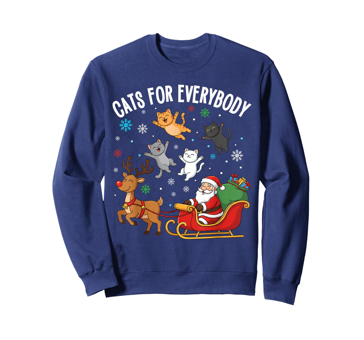 Cats for Everybody Christmas Cats Funny Santa Sleigh Xmas T-Shirt