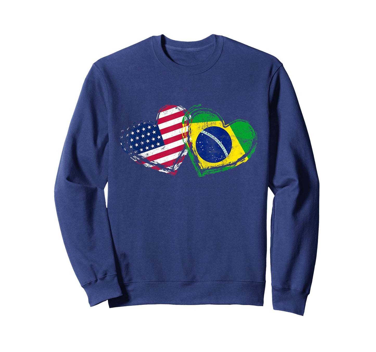 Brazil American Flag Heart T-Shirt Brazilian American Love T-Shirt