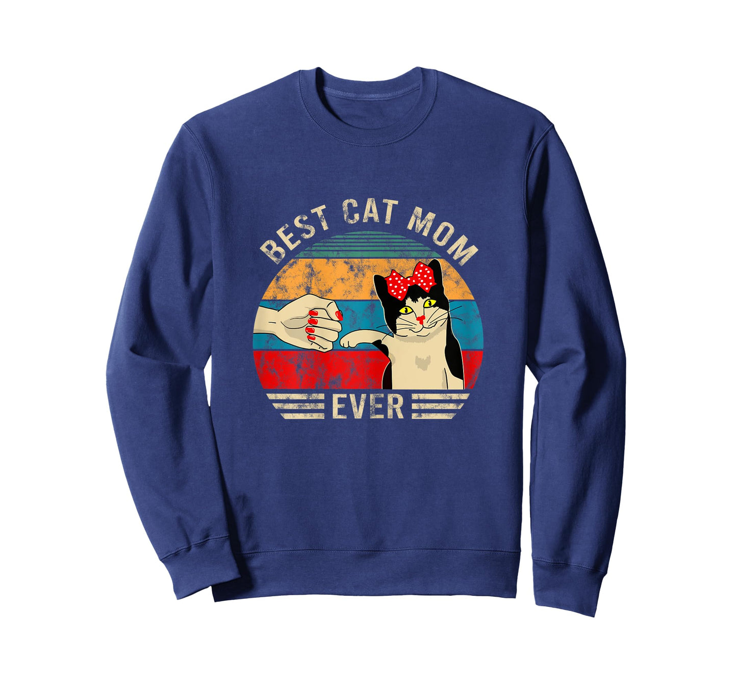 Womens Vintage Best Cat Mom Ever Bump Graphic T-Shirt