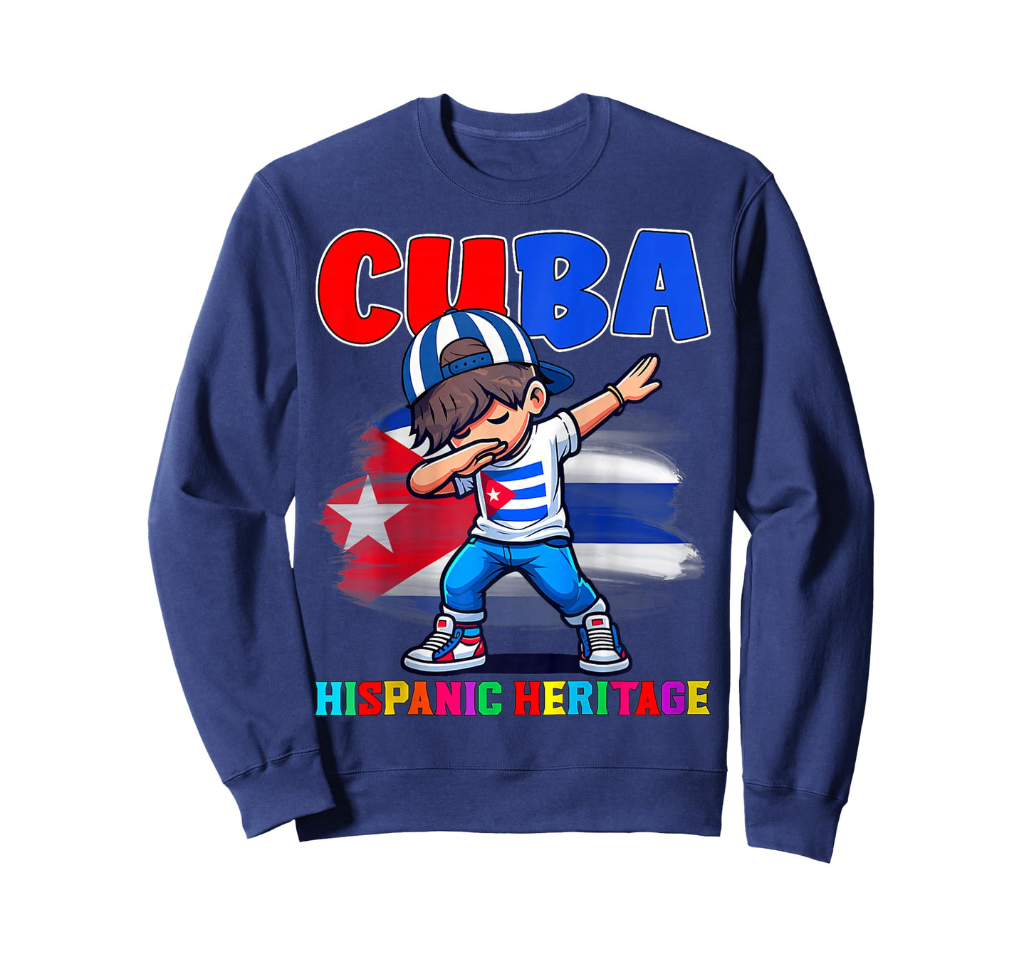 Hispanic Heritage Month Cuban Flag Cuba Dabbing Boy Kid T-Shirt