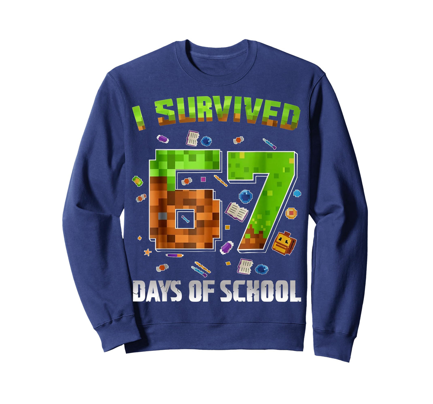 I Survived 67 Days of School Funny Pixel Gamer for Boy Kid T-Shirt