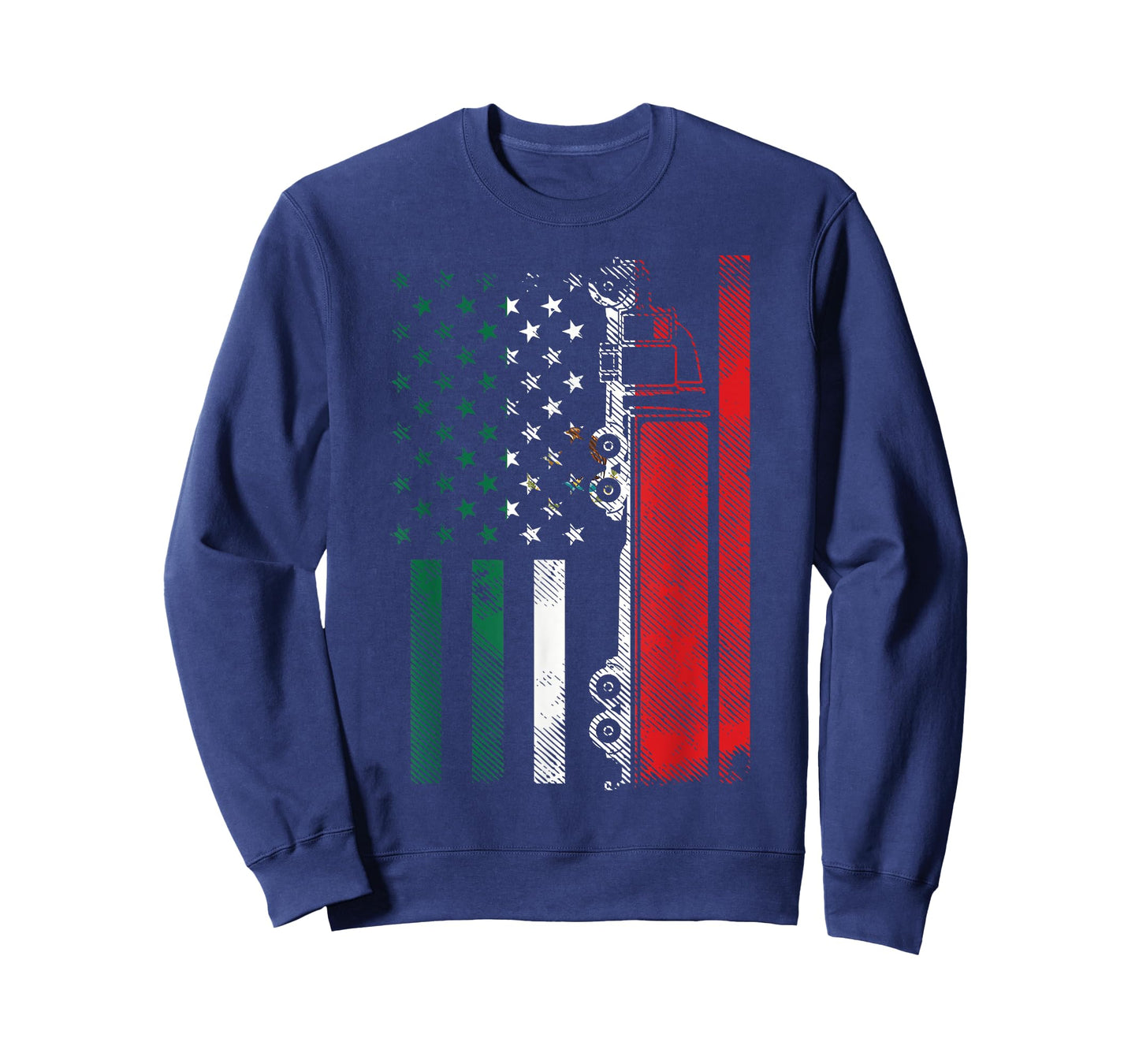 American Mexican Flag Semi Truck Cinco De Mayo Trucker Men T-Shirt