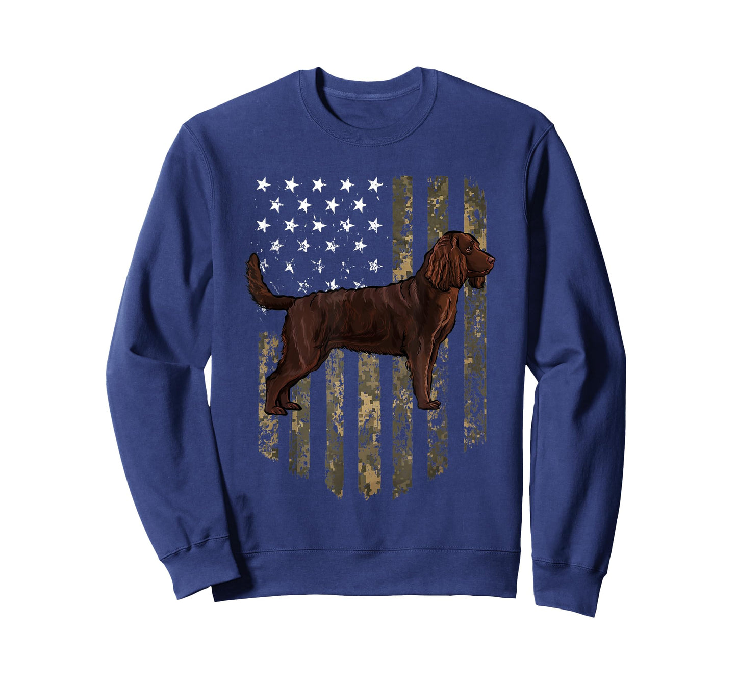 Camo American Flag American Water Spaniel 4th Of July USA T-Shirt