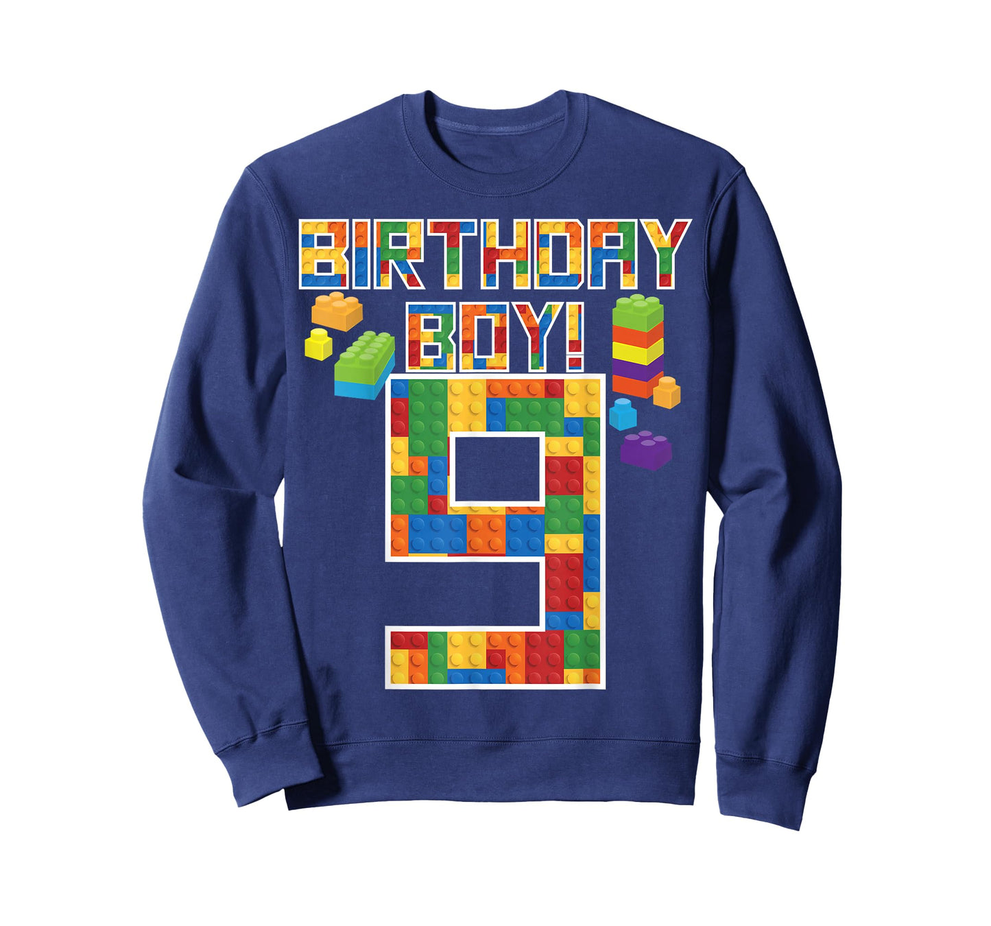 Cute 9th Birthday Gift 9 Years Old Block Building Boys Kids T-Shirt