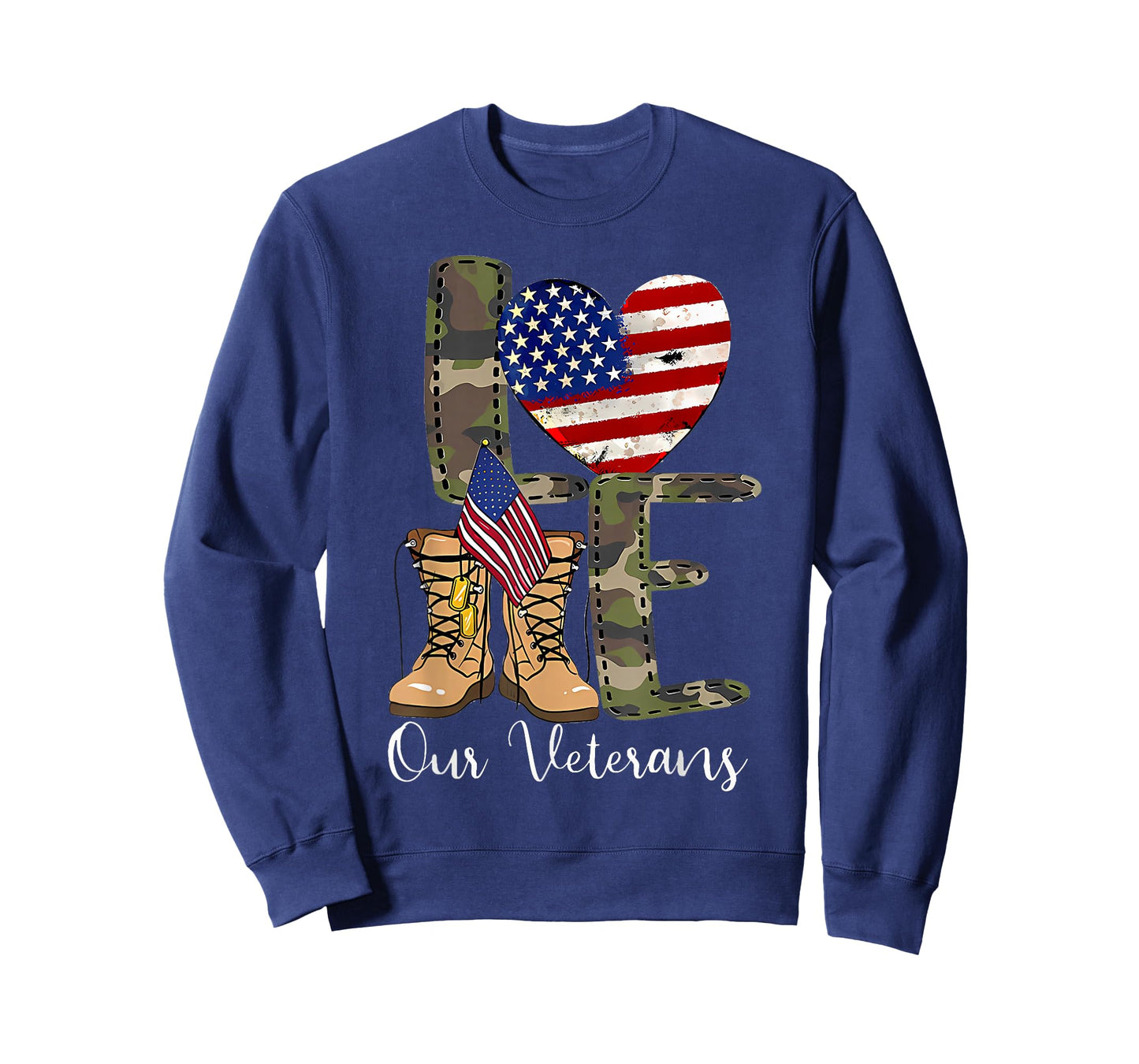 Love Our Veterans Day Proud Military American Flag T-Shirt