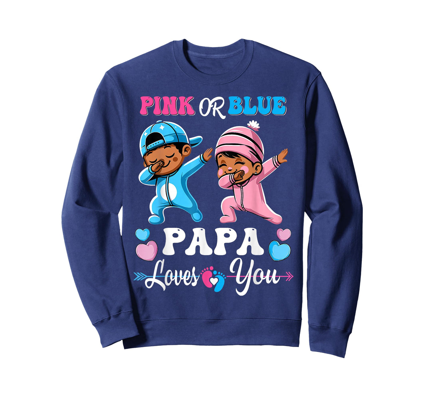 Pink Or Blue Papa Loves You Black Baby Gender Reveal Party T-Shirt