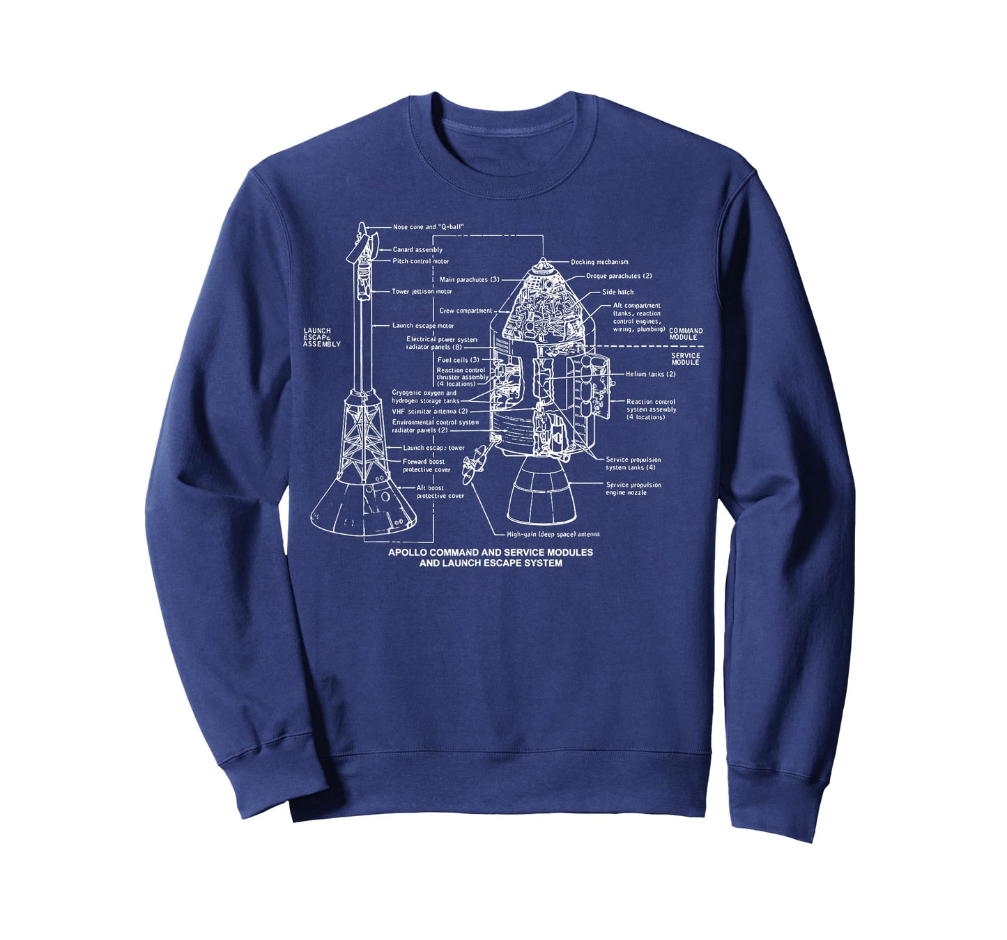 Apollo Launch Escape System Space Module Diagram Blueprint T-Shirt