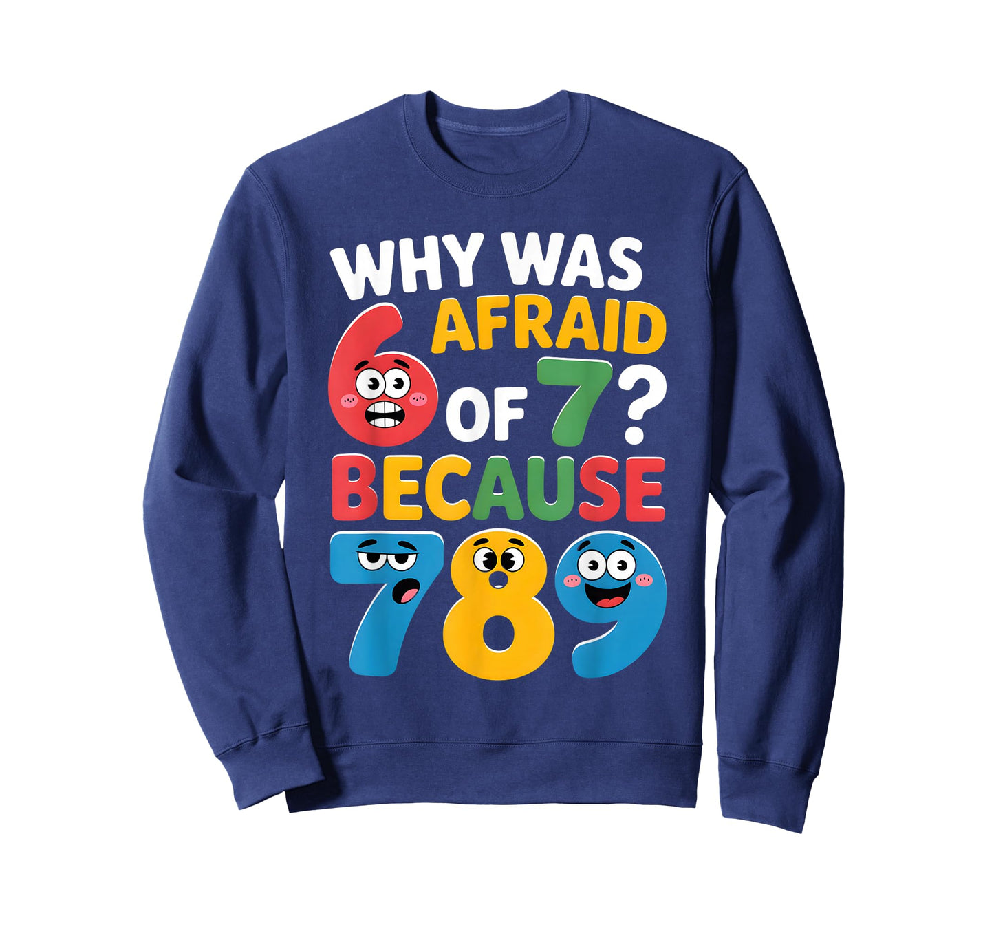 Why was 6 Afraid of 7 Funny Math Day Joke Cartoon Numbers T-Shirt