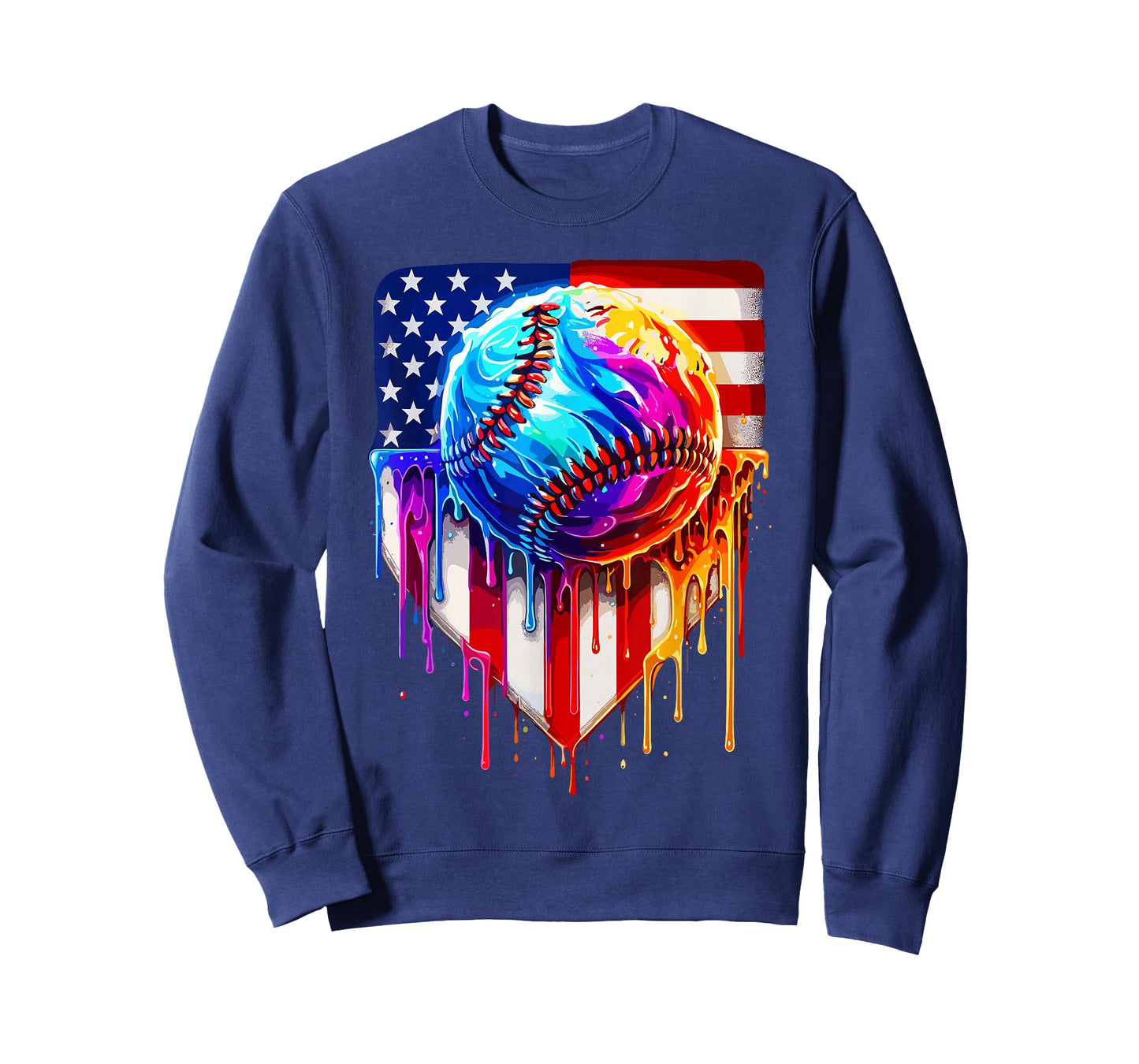 Baseball Ice Cream American Flag Drip T-Shirt