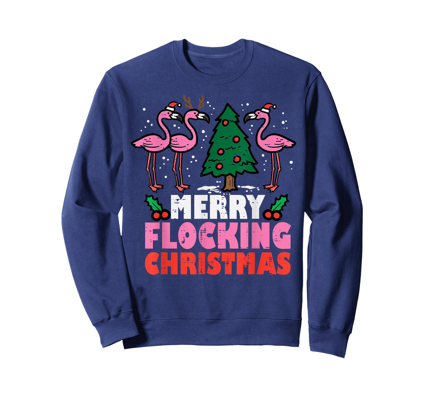 Flamingo Merry Flocking Christmas Funny Xmas Men Women Kids T-Shirt