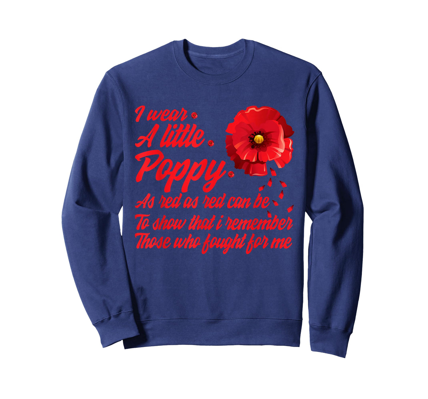 Veterans Day I Wear Red Poppy Flower Remember American USA T-Shirt Small