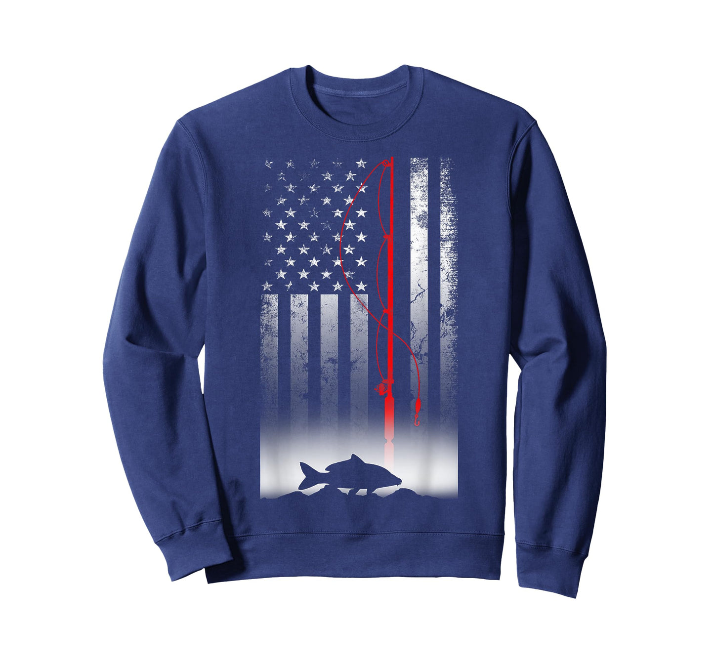 Fishing Pole American Flag gift for Patriotic Fisherman T-Shirt