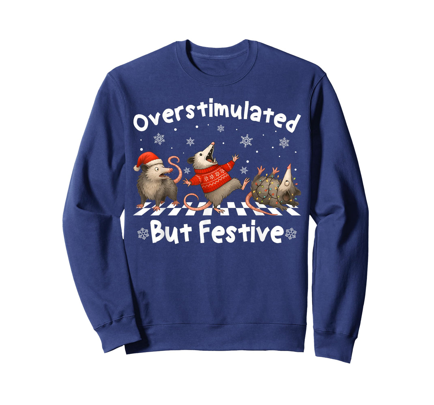 Funny Raccoon Overstimulated But Festive Merry Christmas T-Shirt