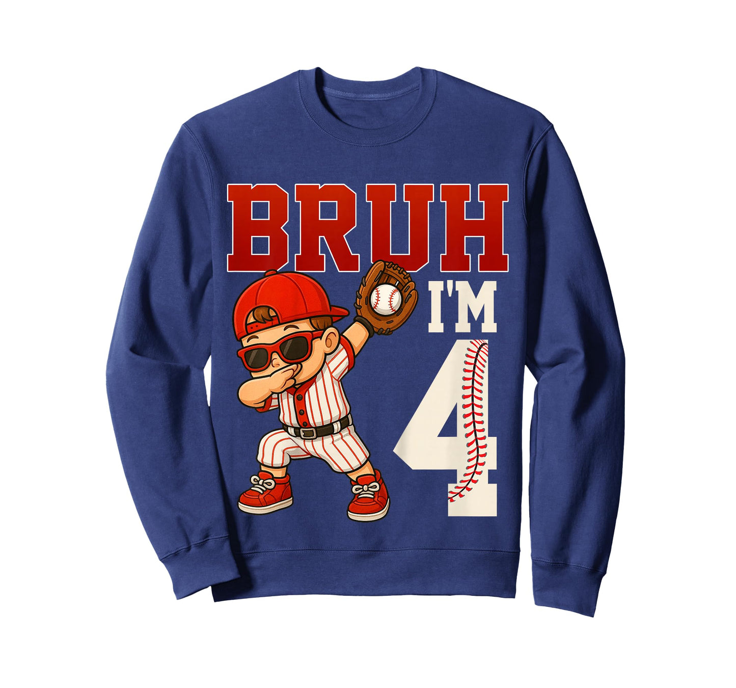 Kids Bruh I'm 4 Baseball 4th Bday Party 4 Years Old T-Shirt