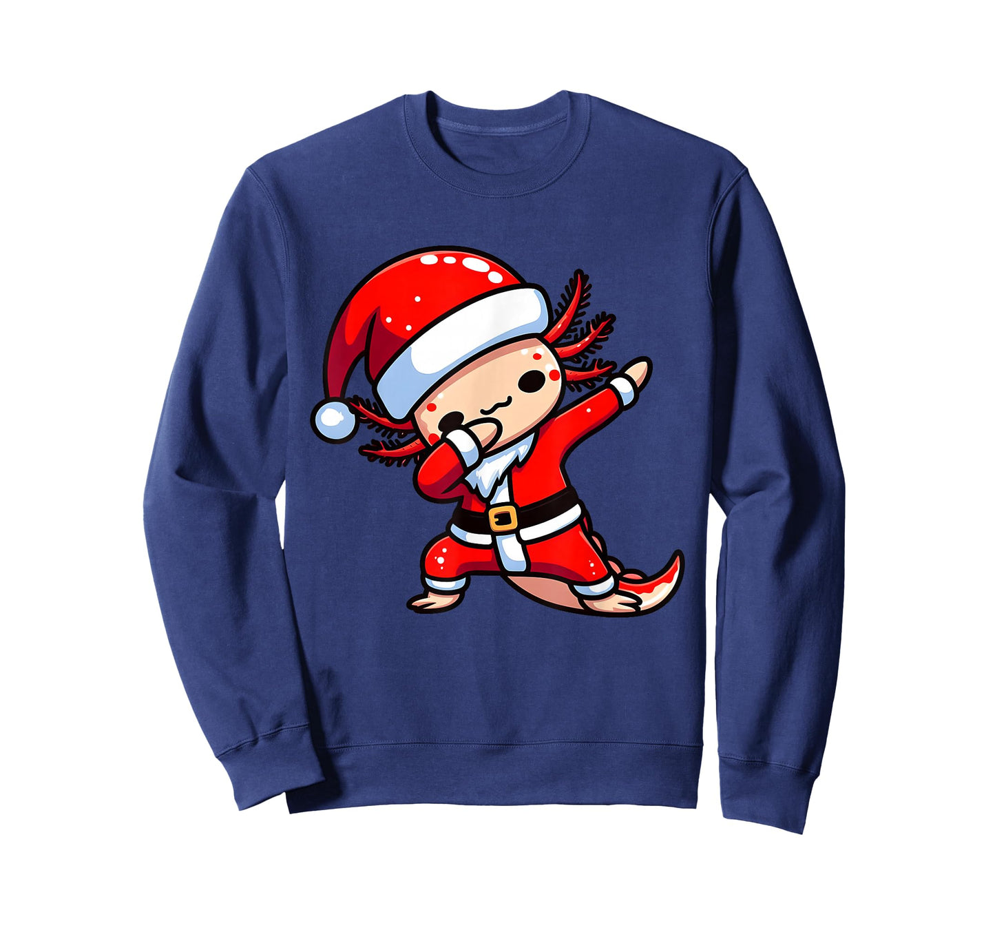 Dabbing Axolotl Santa Claus Hat Kids Boys Christmas Pajama T-Shirt