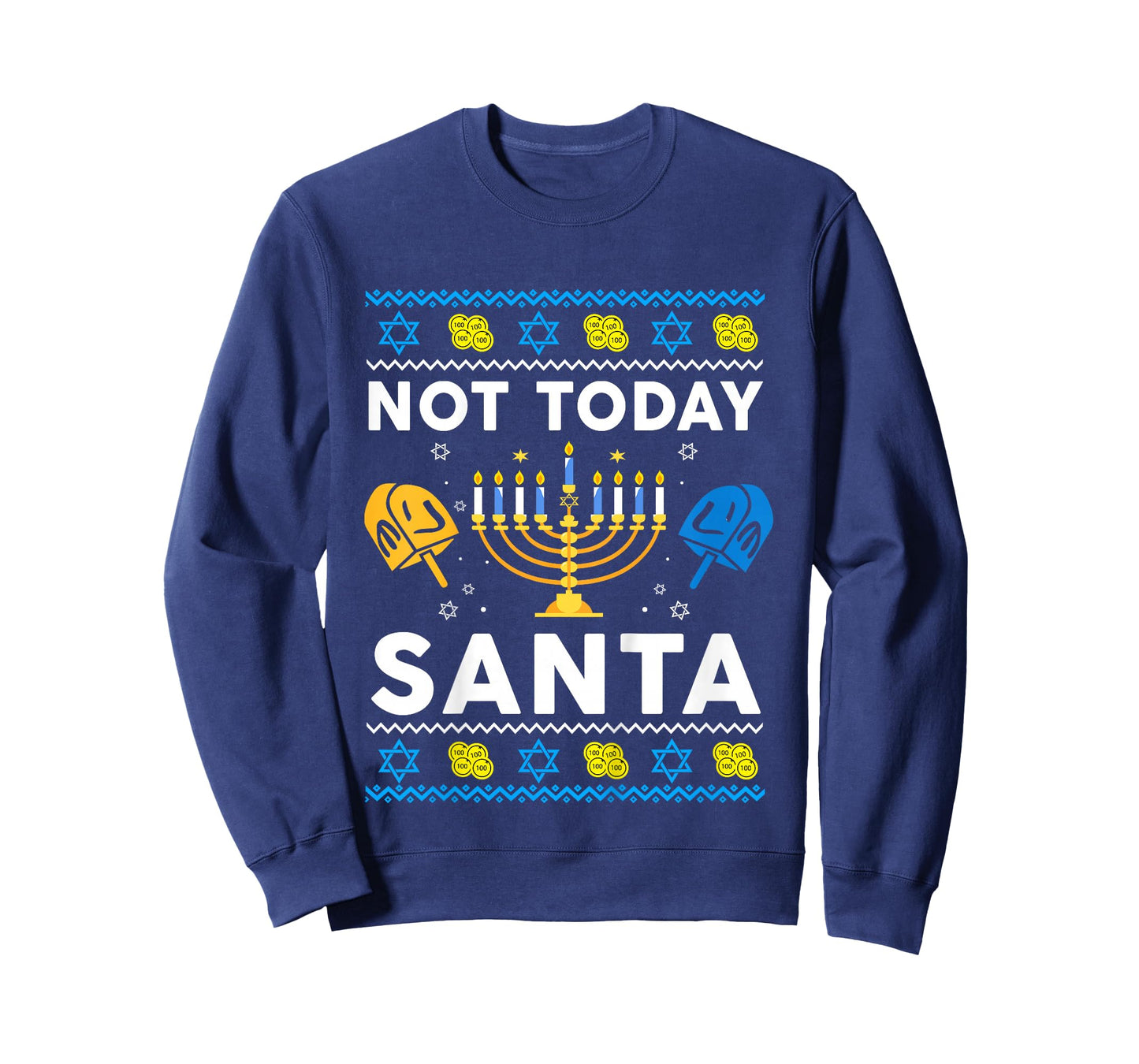 Ugly Hanukkah Sweater Not Today Santa Funny Boy Girl Toddler T-Shirt