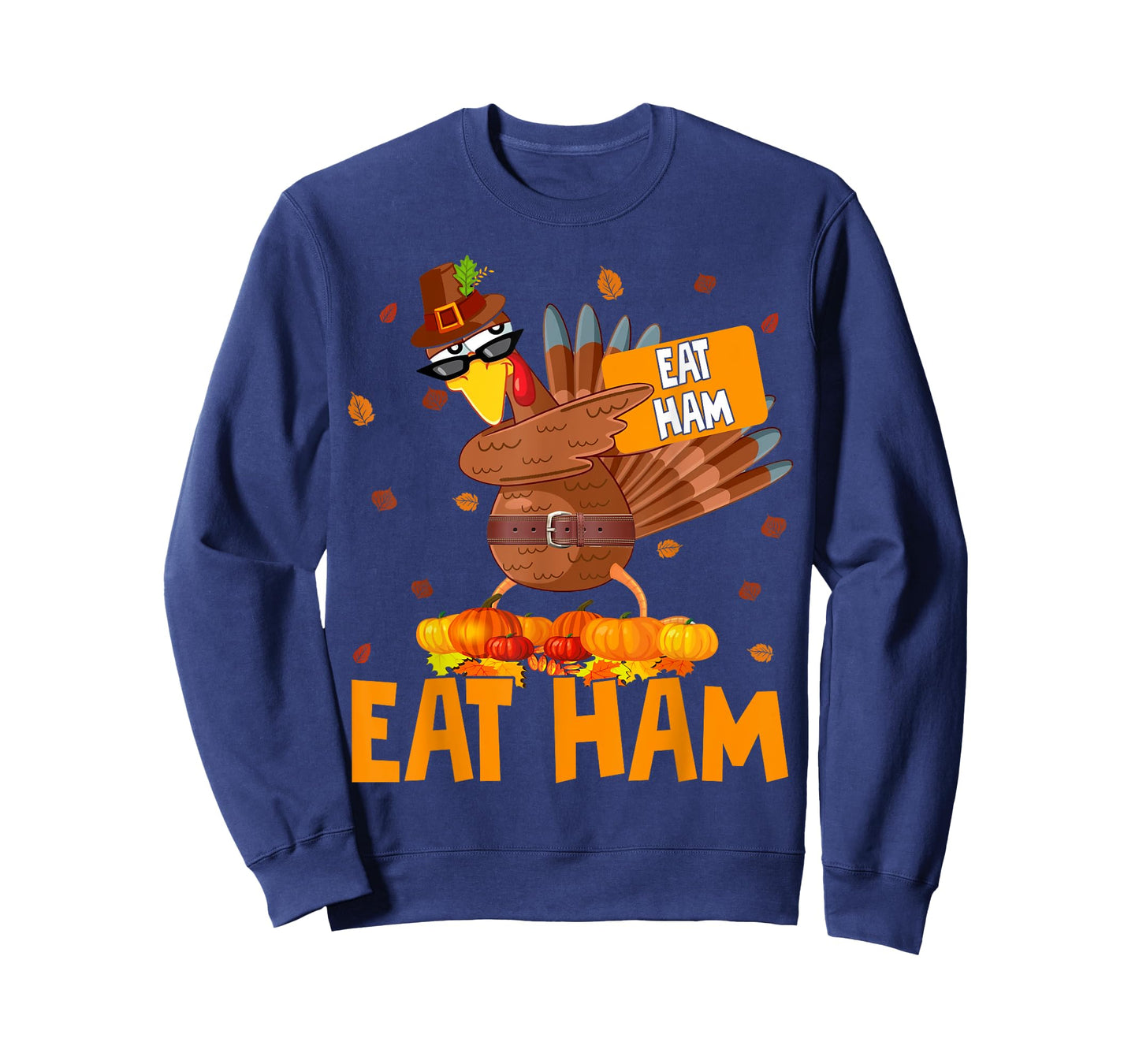 Thanksgiving Eat Ham Funny Turkey Dabbing Autumn Pumpkin T-Shirt