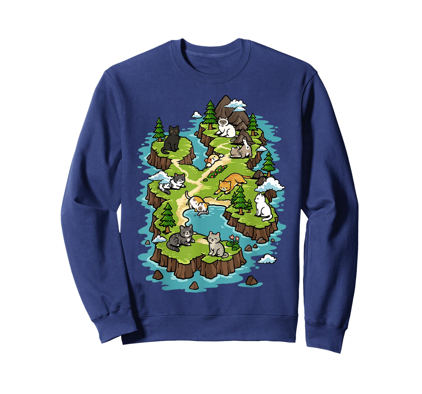 Cat Island Map Funny Cat Adventure Feline Paradise T-Shirt for Men Women Kids