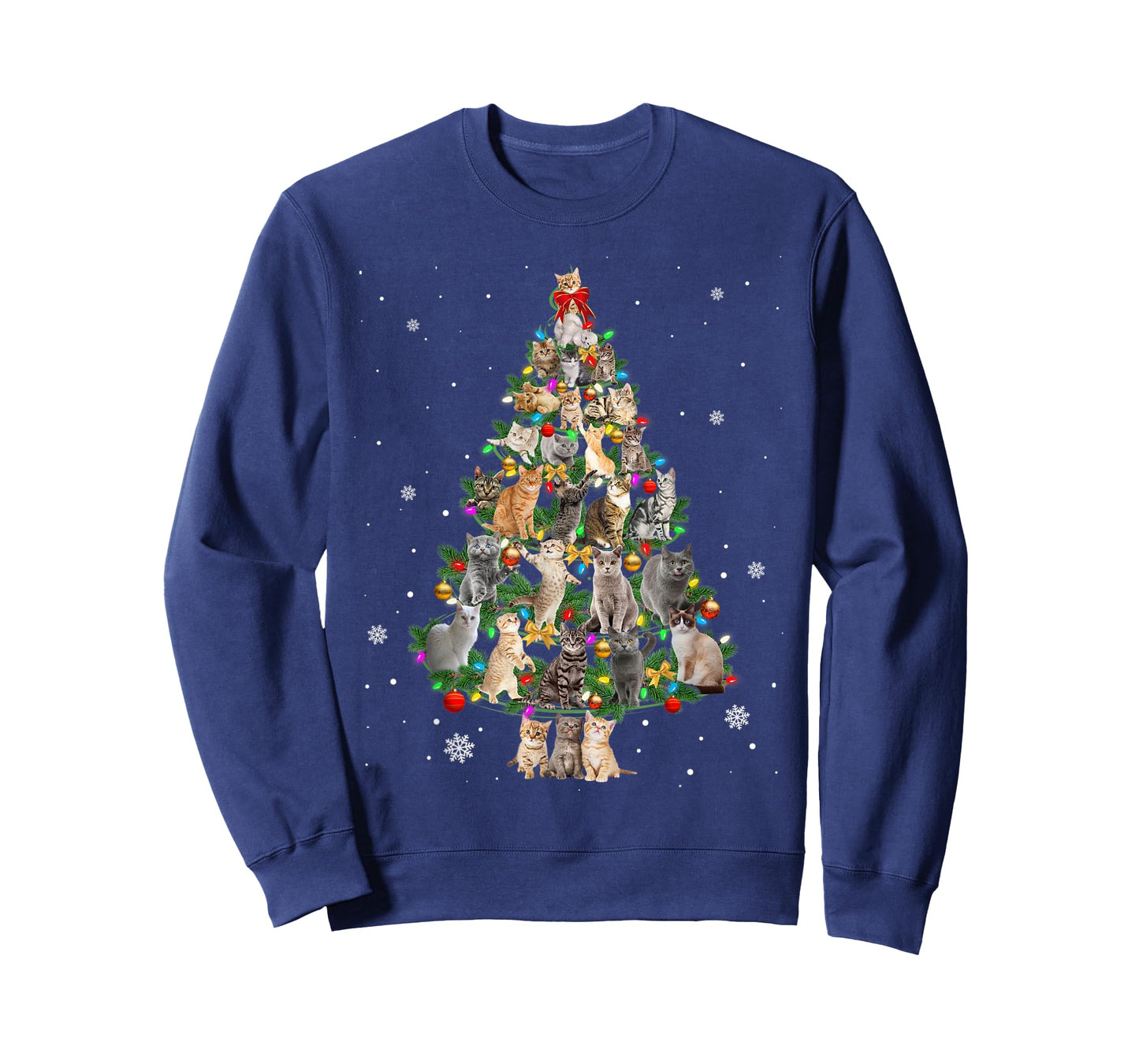 Cat Christmas Cats Tree Lights Funny Gift T-Shirt