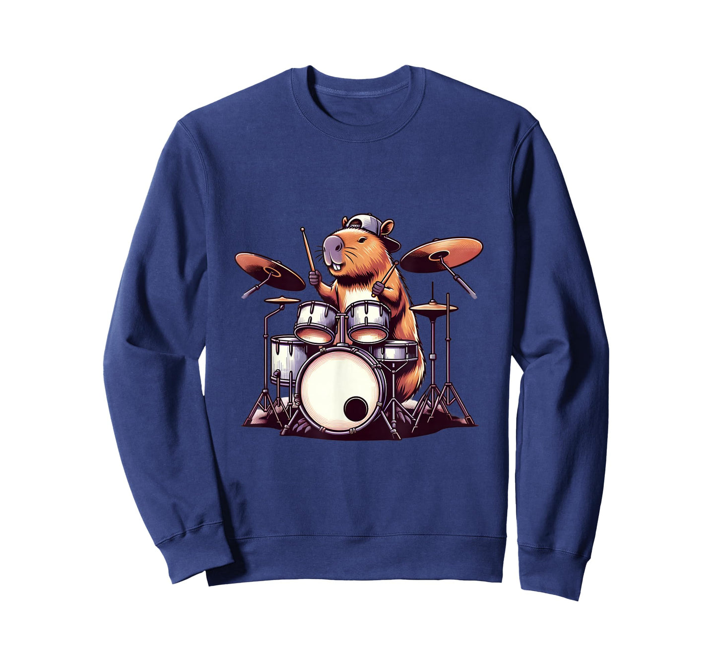 Capybara Playing Drums Drumming Lover Graphic Funny Drummer T-Shirt