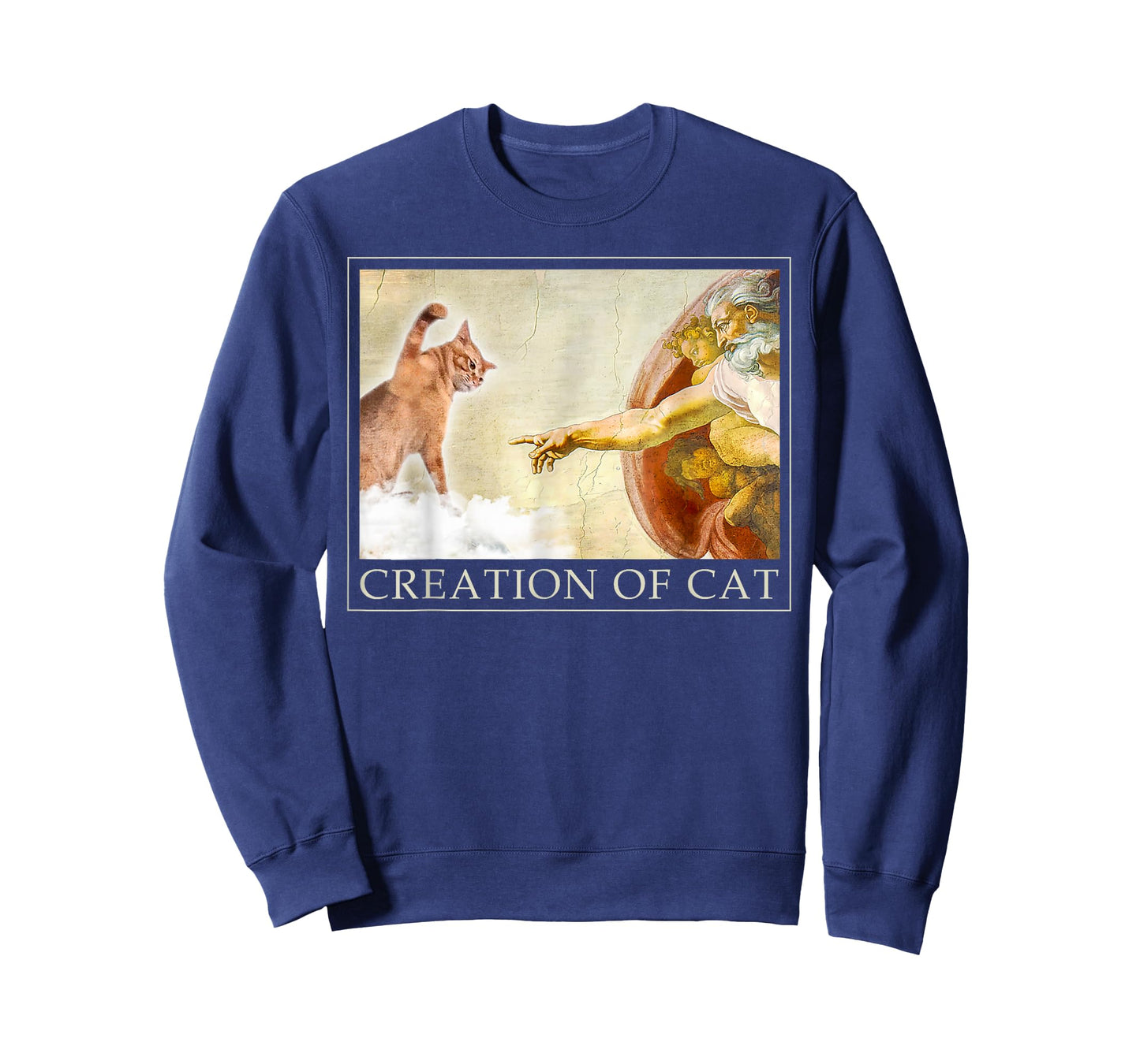 Funny Cat God Creation of Adam Meme Michelangelo Jesus Art T-Shirt