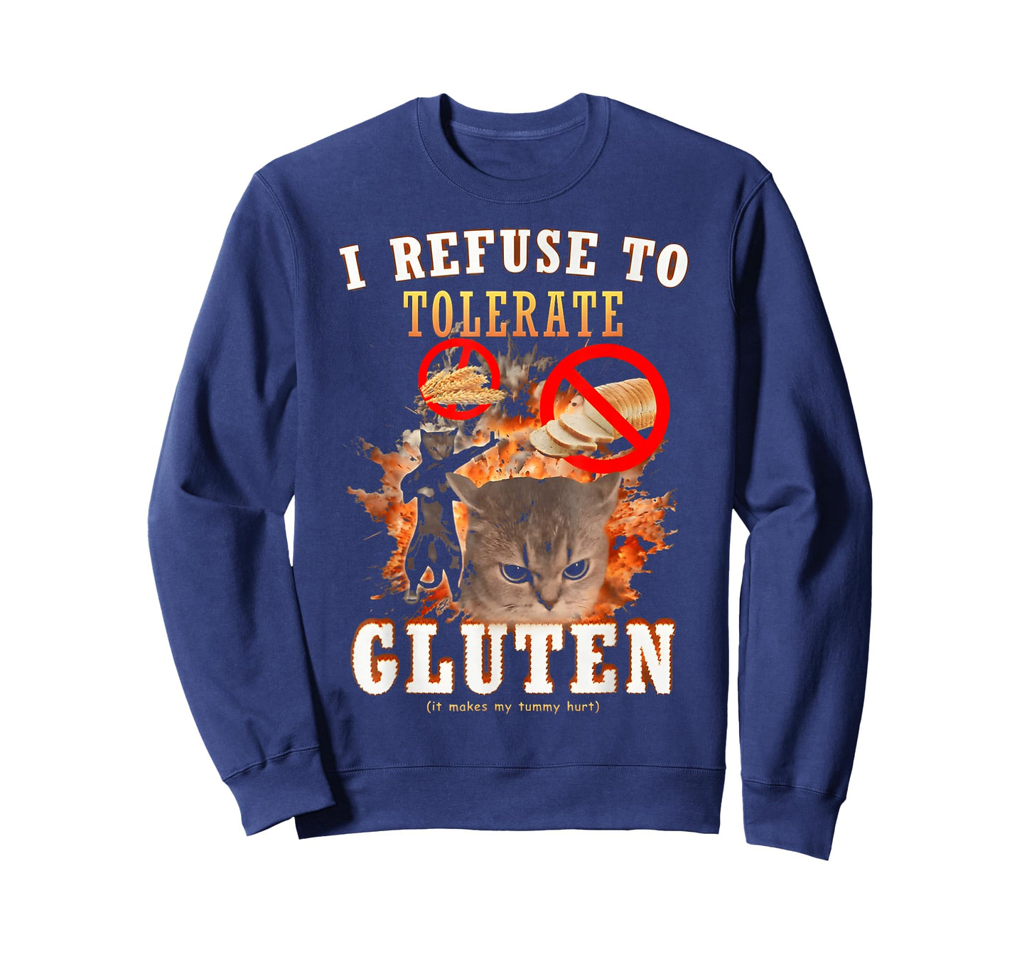 I Refuse to Tolerate Gluten Funny Cat Meme T-Shirt