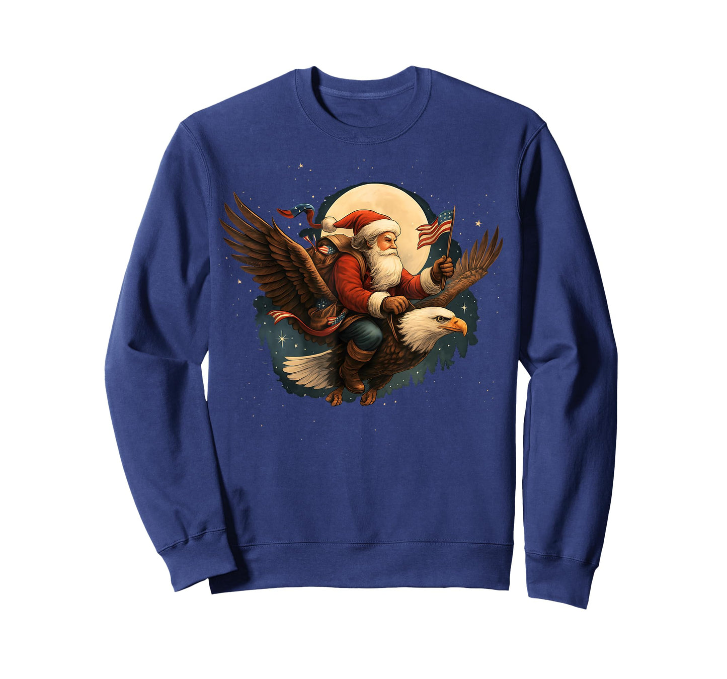 Vintage Patriotic USA Christmas Santa Riding Eagle T-Shirt
