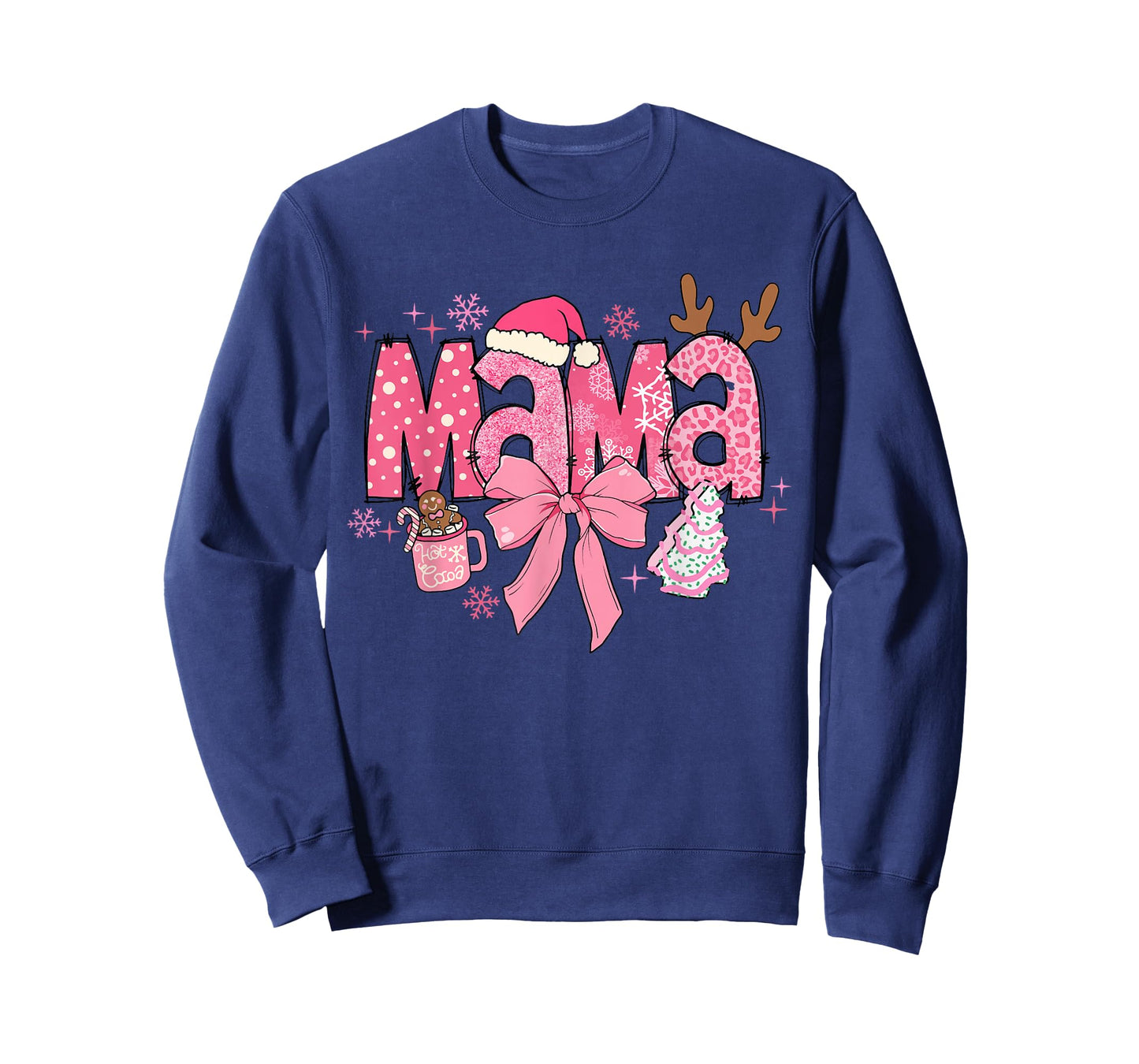 Cute Coquette Bow Pink Mama Christmas Tree Merry Xmas Family T-Shirt