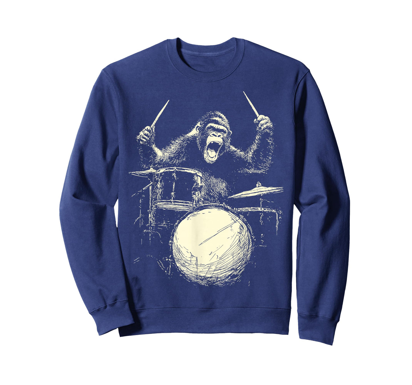 Gorilla Playing Drums Funny Music Animal Drummer Graphic T-Shirt