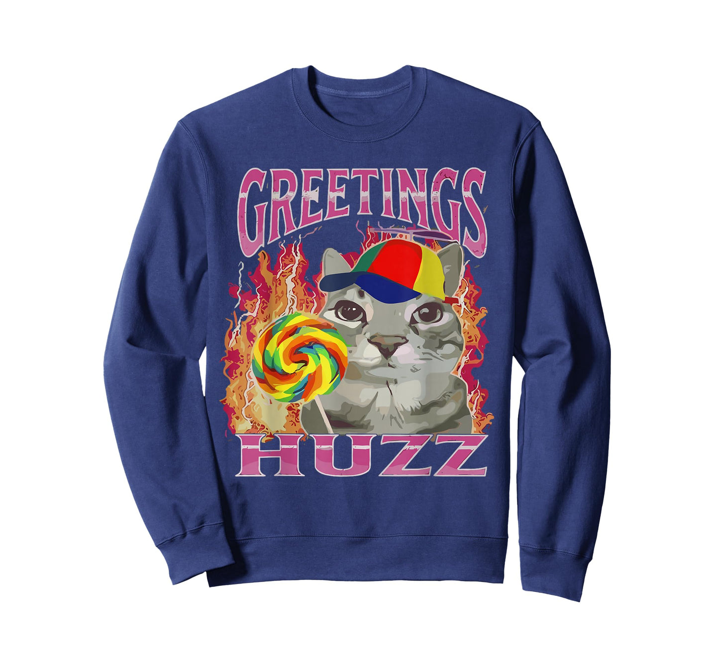 Greetings Huzz Shirt, Funny Silly Cat Lollipop T-Shirt
